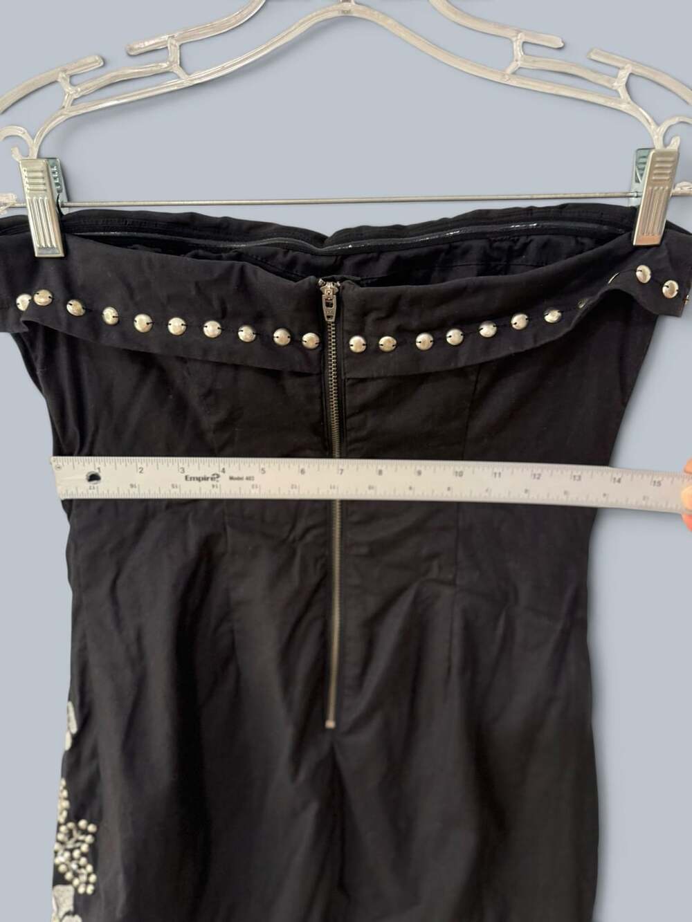 Free People Black Studded Floral Embroidered Strapless Mini Dress 248$ - Picture 8 of 10
